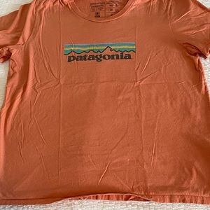 Patagonia T shirt. peach colored. Size Medium. Women’s.